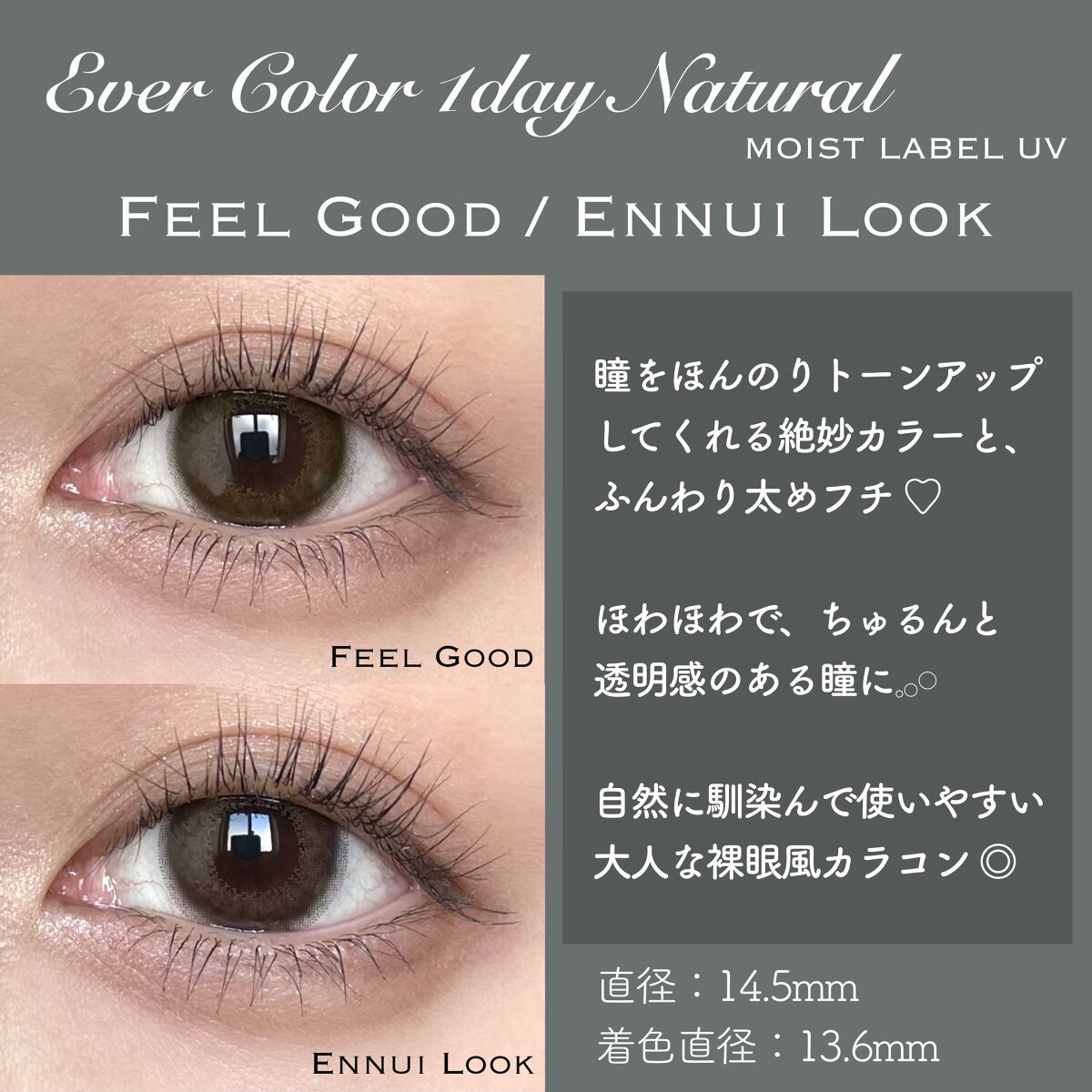 エバーカラーワンデーナチュラル モイストレーベルUV アンニュイルック/エバーカラー/ワンデー（１DAY）カラコンを使ったクチコミ（2枚目）