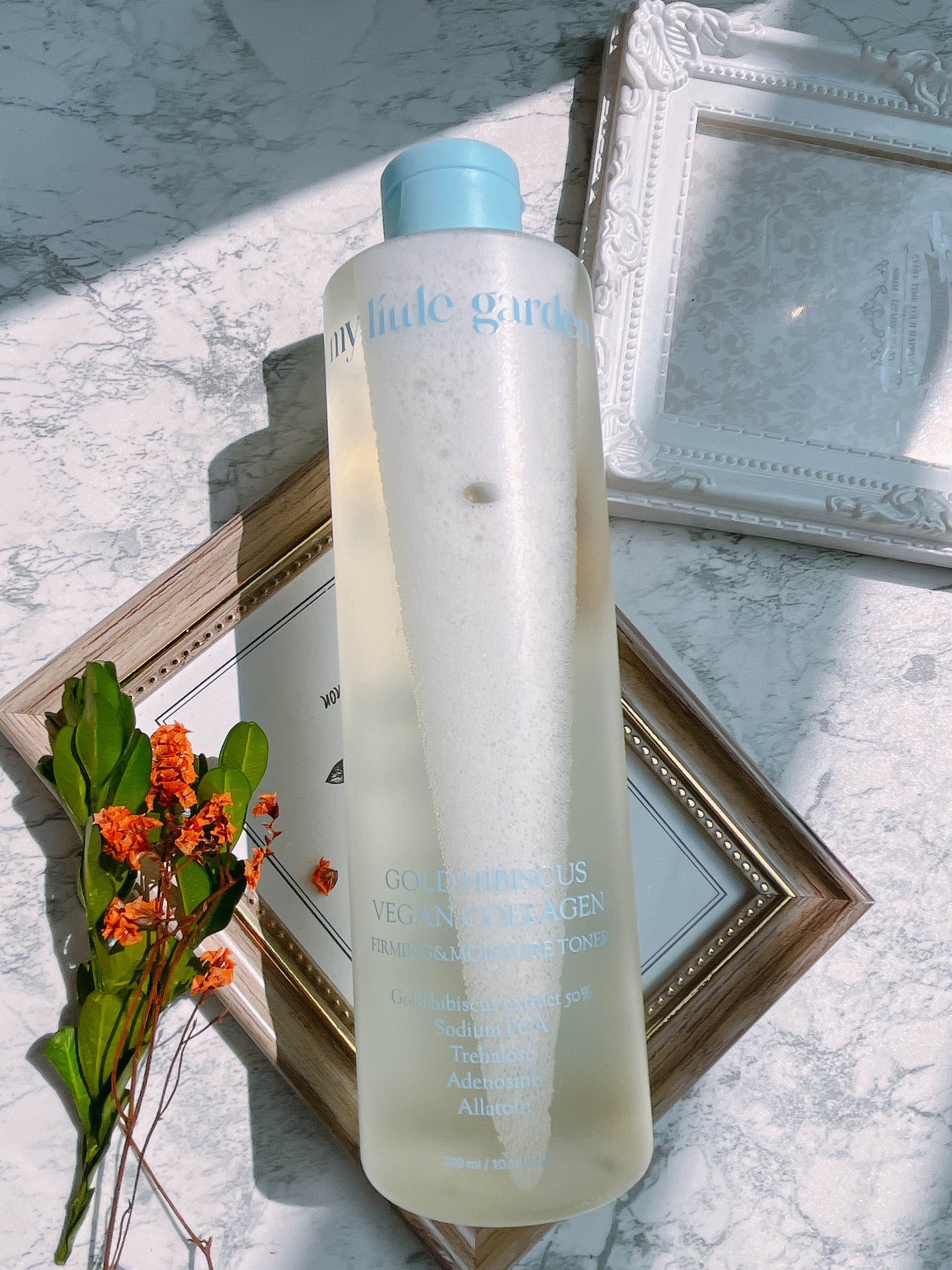 ゴールドヒビスカスヴィーガンコラーゲン弾力水分トナー/my little garden/化粧水を使ったクチコミ（1枚目）