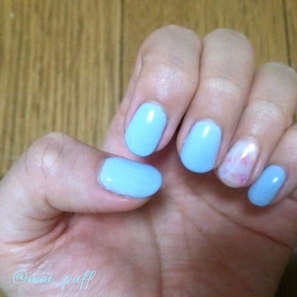 ♥まいみゃ♥ on LIPS 「今日もただただやってみたかった色のネイル!そうパステルブルーお..」(1枚目)