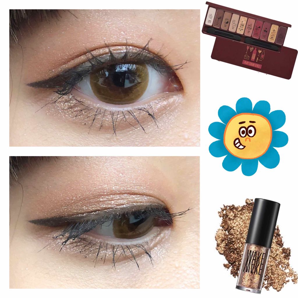 wakemake フォイルシャドウのクチコミ「今日のメイク💋

韓国のものばかりですが…！！

使ったもの
📎ETUDE HOUSE プレイ.....」（1枚目）