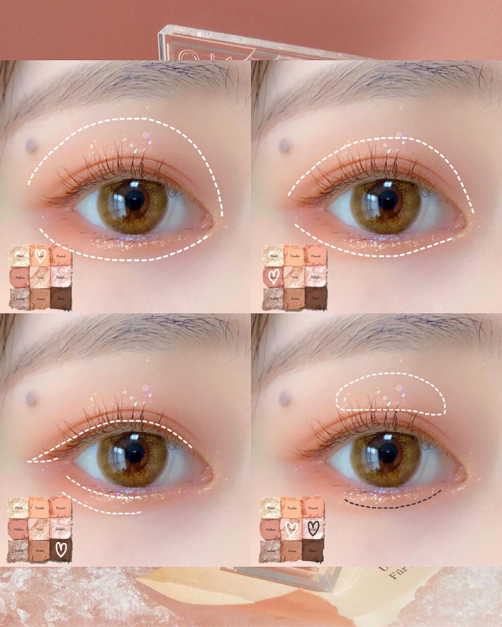 グリッターペディアアイパレット N°3オールオブコーラルピンク/unleashia/アイシャドウパレットを使ったクチコミ（2枚目）