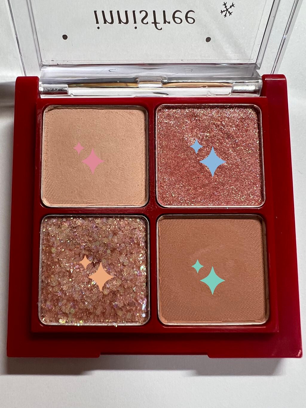 エアリー トゥインクル アイパレット 2021 Green Holidays Edition/innisfree/アイシャドウパレットを使ったクチコミ(2枚目)