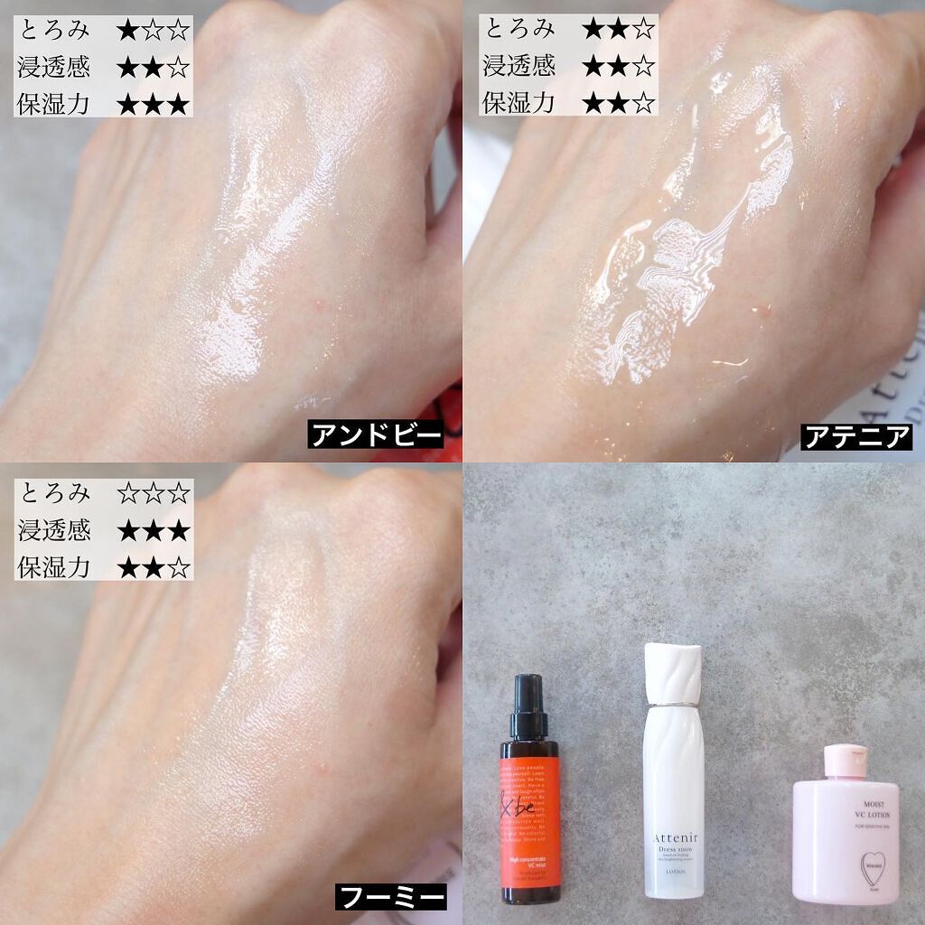 ＆be・AdryS・キュレル・雪肌精 クリアウェルネス・WHOMEE・アテニア・エトヴォスの化粧水を使った口コミ  -スキンケアオタクの最近の愛用化粧水まとめ！【乾燥肌＆敏感肌用】 by とみりー(普通肌/30代後半) | LIPS