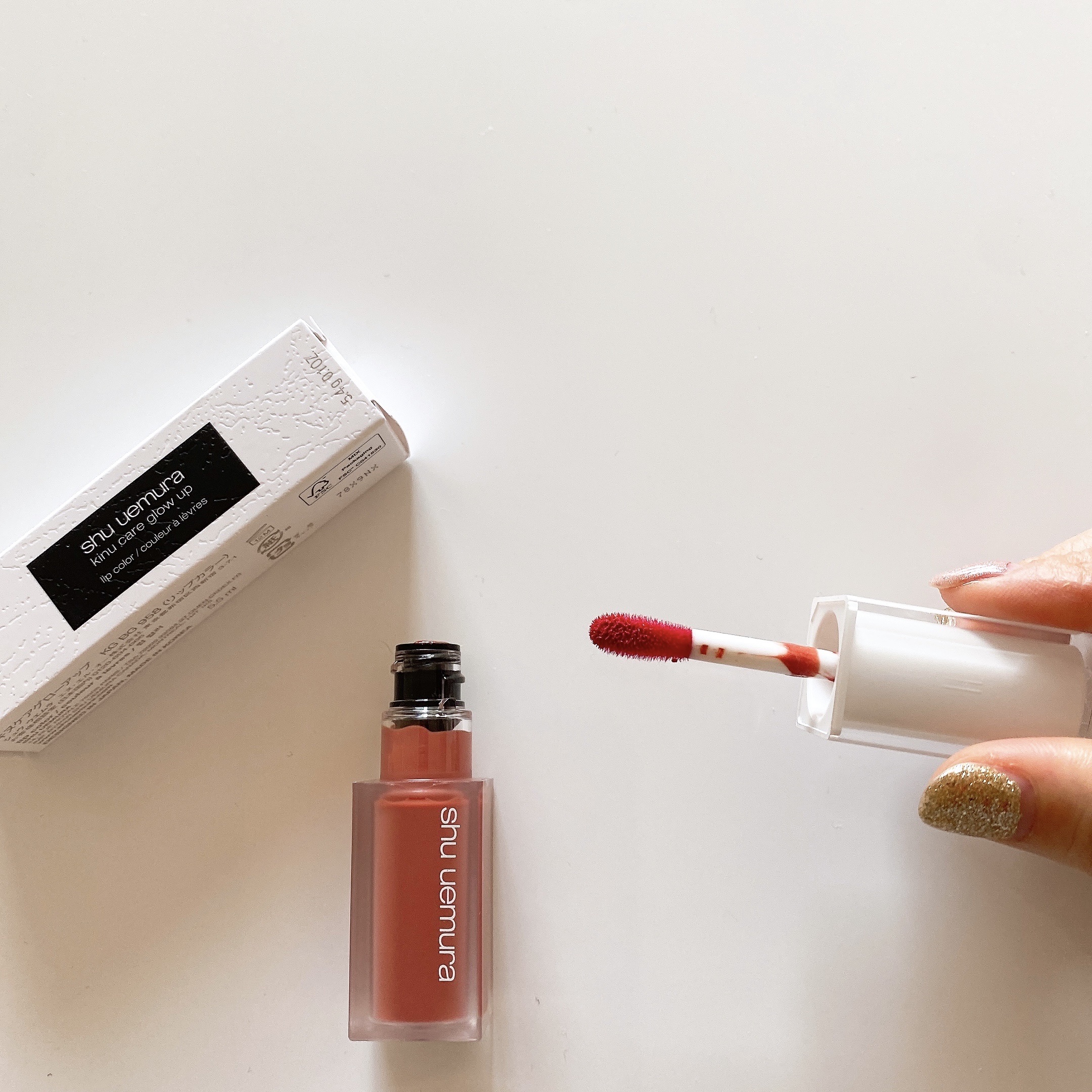キヌケアグローアップ BG936 モモシャーベット/shu uemura/口紅を使ったクチコミ（3枚目）