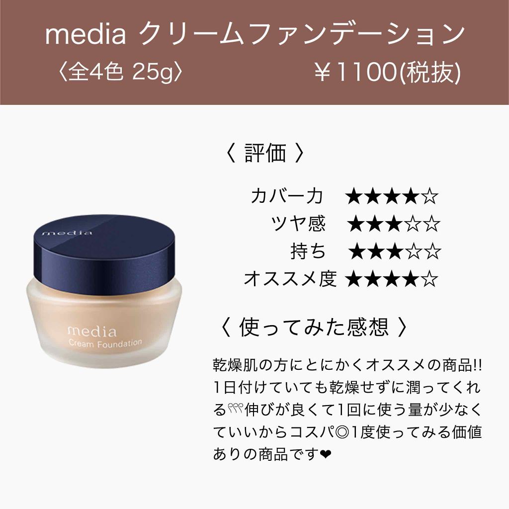 クリームファンデーション/media/クリーム・エマルジョンファンデーションを使ったクチコミ(1枚目)