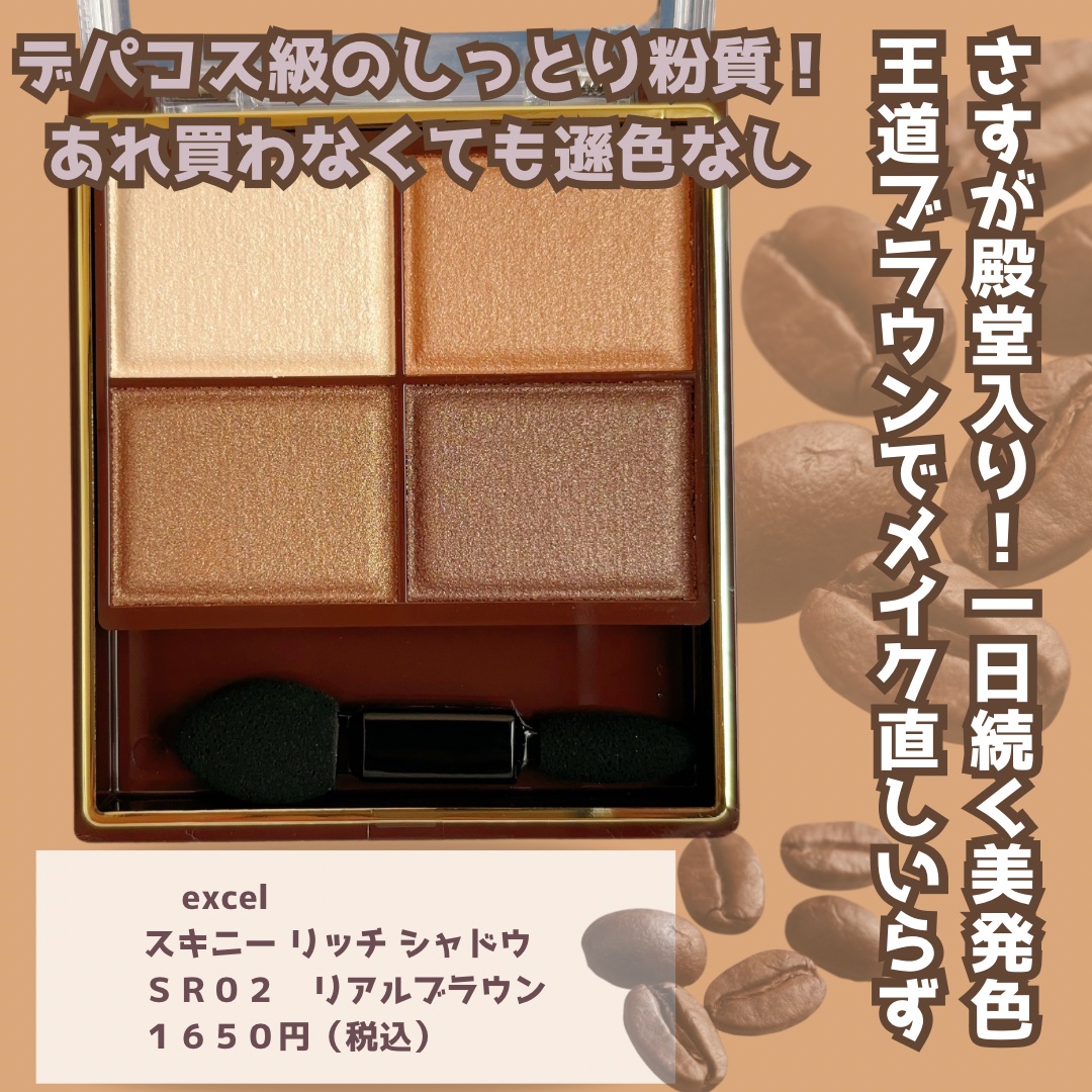 スキニーリッチシャドウ SR02 リアルブラウン/excel/アイシャドウパレットを使ったクチコミ（2枚目）
