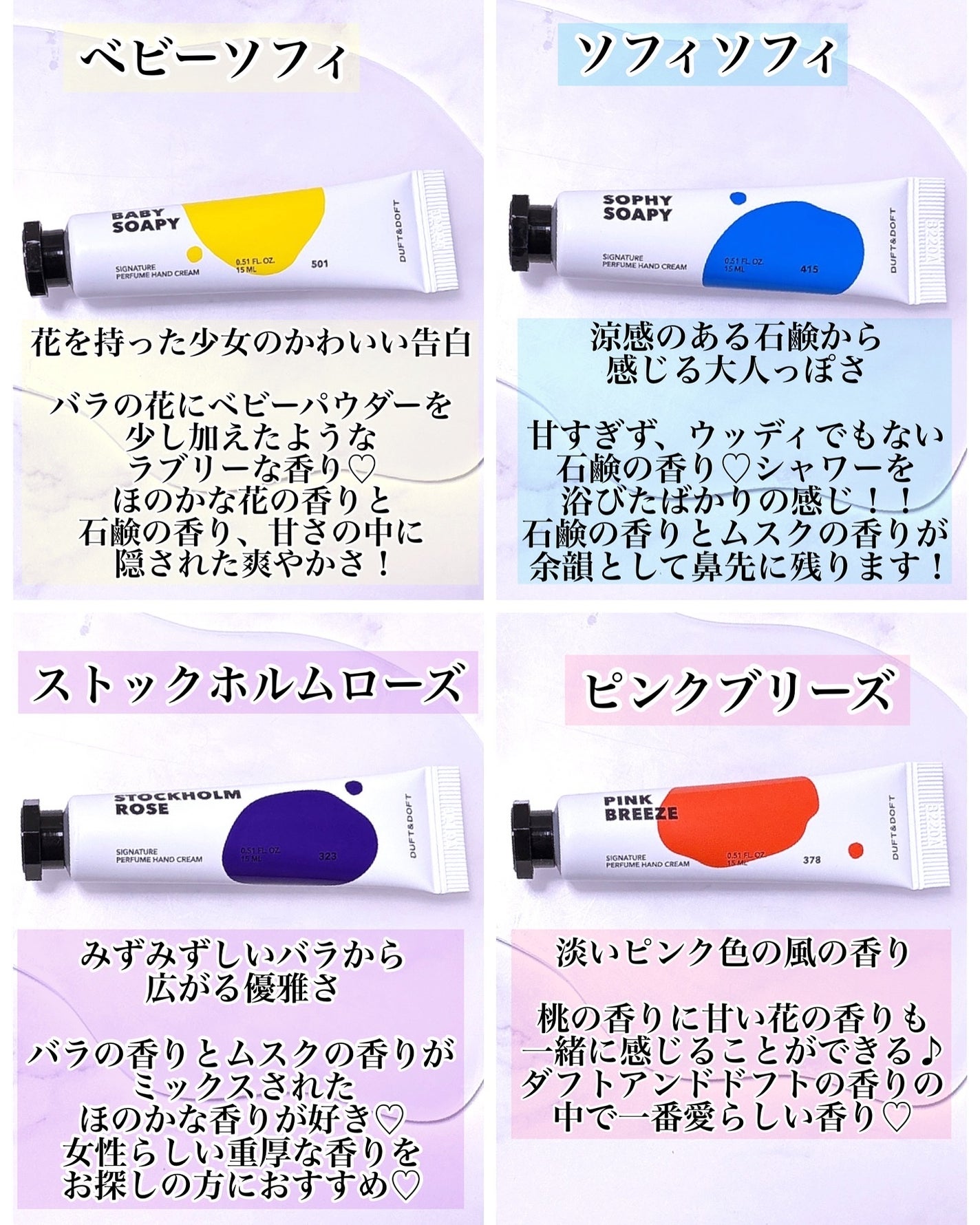 シグネチャーパフュームハンドクリームミニチュアギフトセット/DUFT&DOFT/ハンドクリームを使ったクチコミ(3枚目)