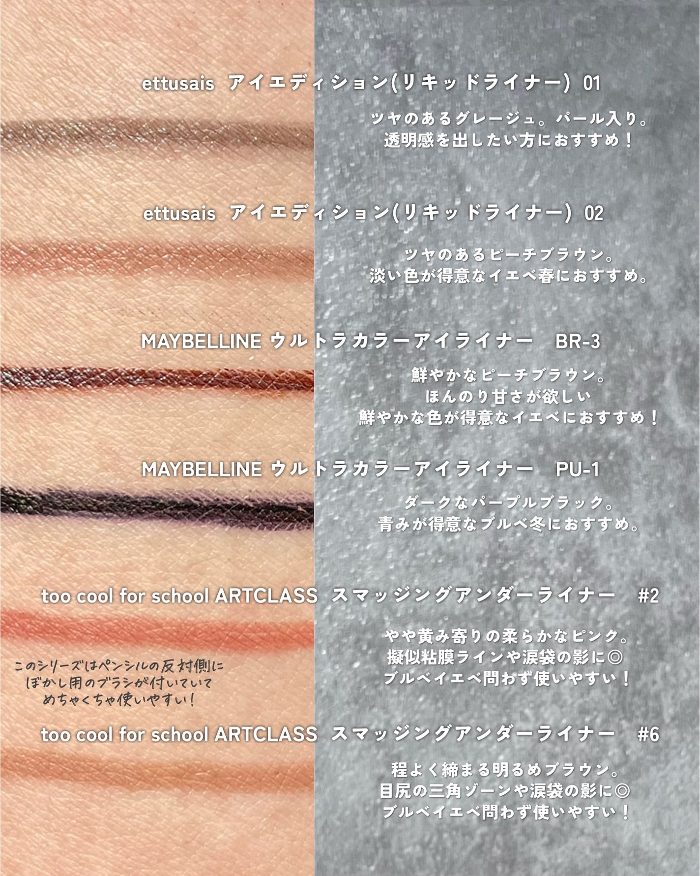 KAREN/パーソナルカラーアナリスト on LIPS 「今手元にあるプチプラアイライナー計38本の比較です🔥#コスメ比..」(7枚目)