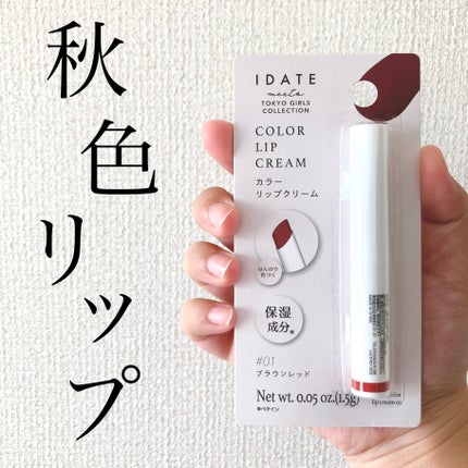 アイデイト カラーリップクリーム 01 ブラウンレッド/IDATE/リップクリームの画像
