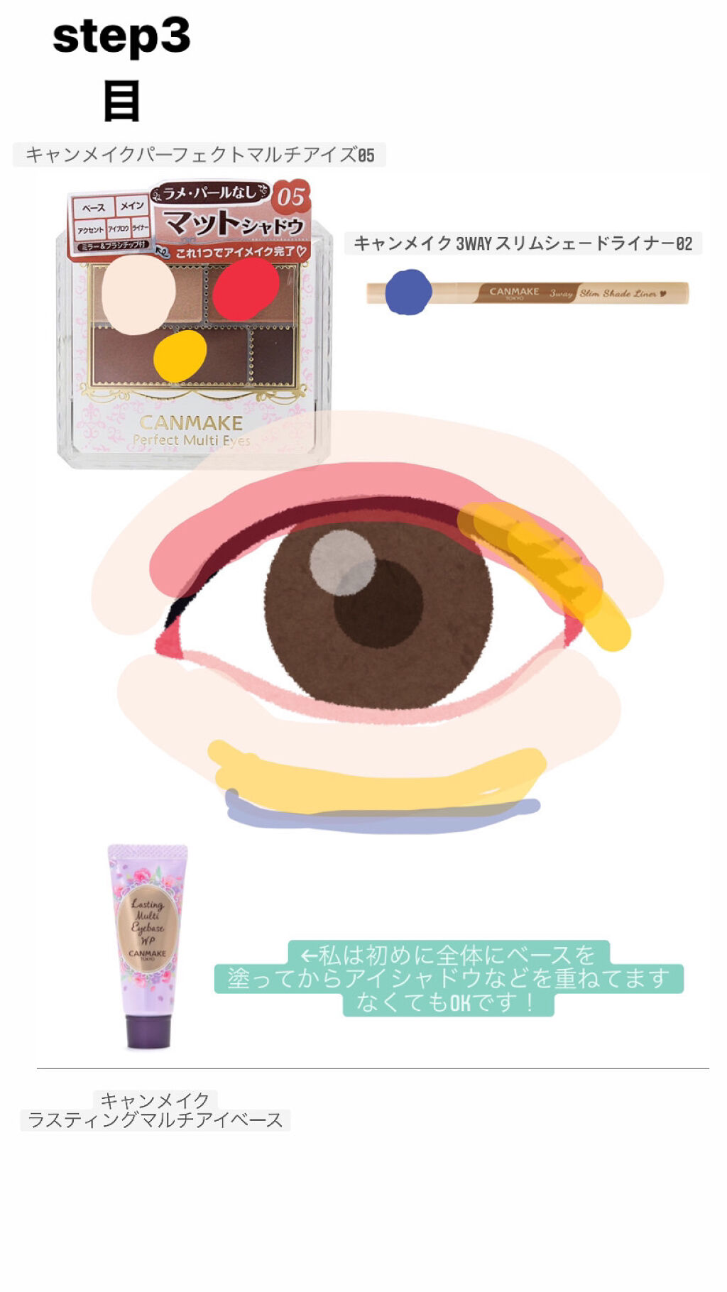 ラスティングマルチアイベース WP/キャンメイク/アイシャドウベースを使ったクチコミ（3枚目）