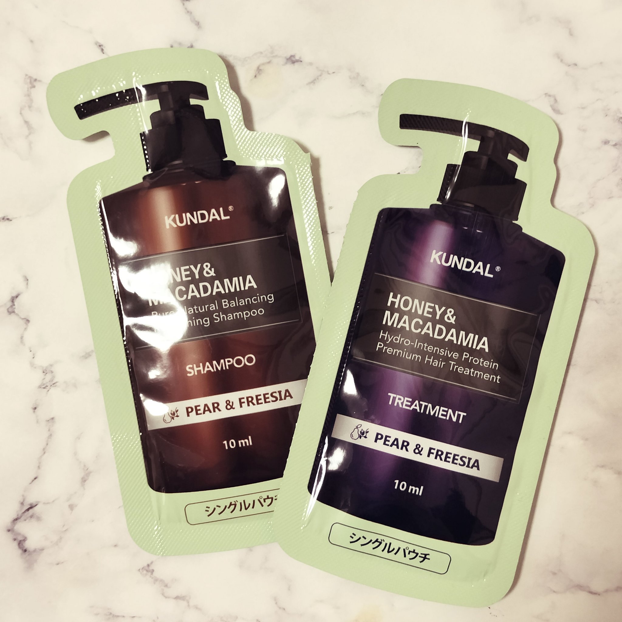 クンダル H&Mシャンプー/ヘアトリートメント ペアー＆フリージア パウチ(シャンプー 10ml+トリートメント 10ml)/KUNDAL/市販シャンプーを使ったクチコミ（1枚目）