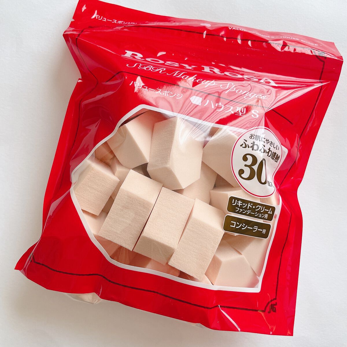 バリュースポンジN ハウス型タイプS 30P/ロージーローザ/パフ・スポンジを使ったクチコミ(1枚目)