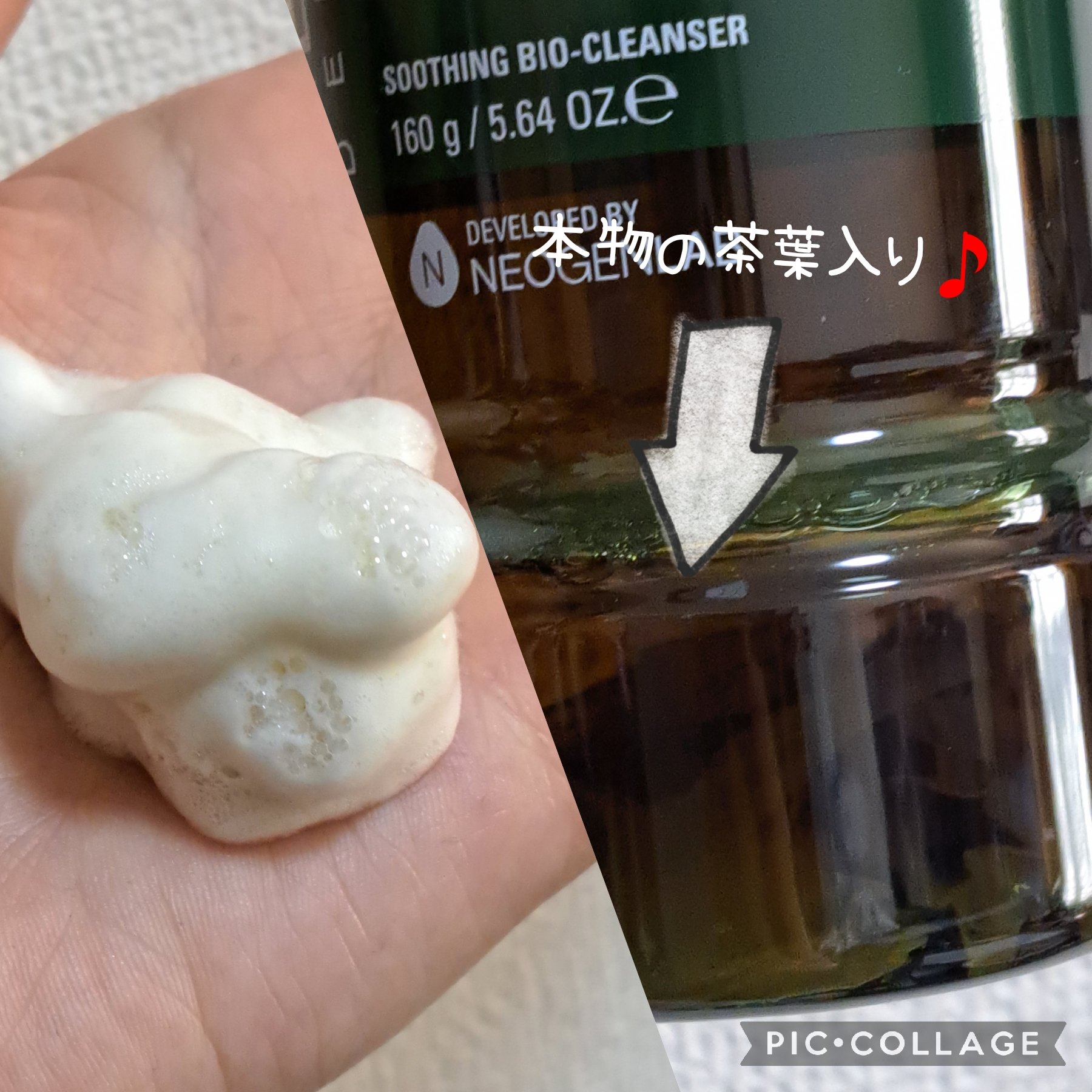 NEOGEN リアルフレッシュフォームのクチコミ「本物の茶葉が入った洗顔フォーム🎵

『NEOGEN  リアルフレッシュフォーム #GREEN .....」（2枚目）