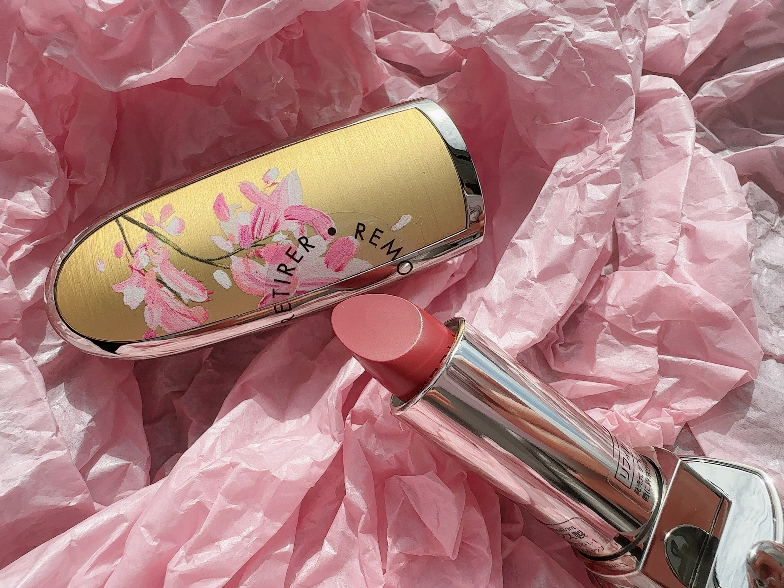 ゲラン ルージュジェ N°62 ピンクローズ赤チェックミラーケースリップ