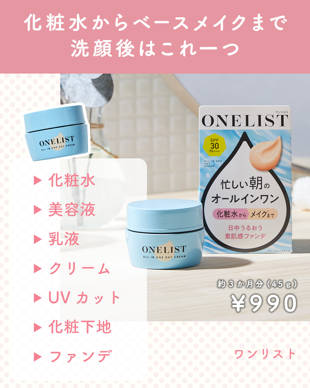 ワンリスト オールインワン デイクリーム/ナリスアップ/オールインワン化粧品を使ったクチコミ（3枚目）