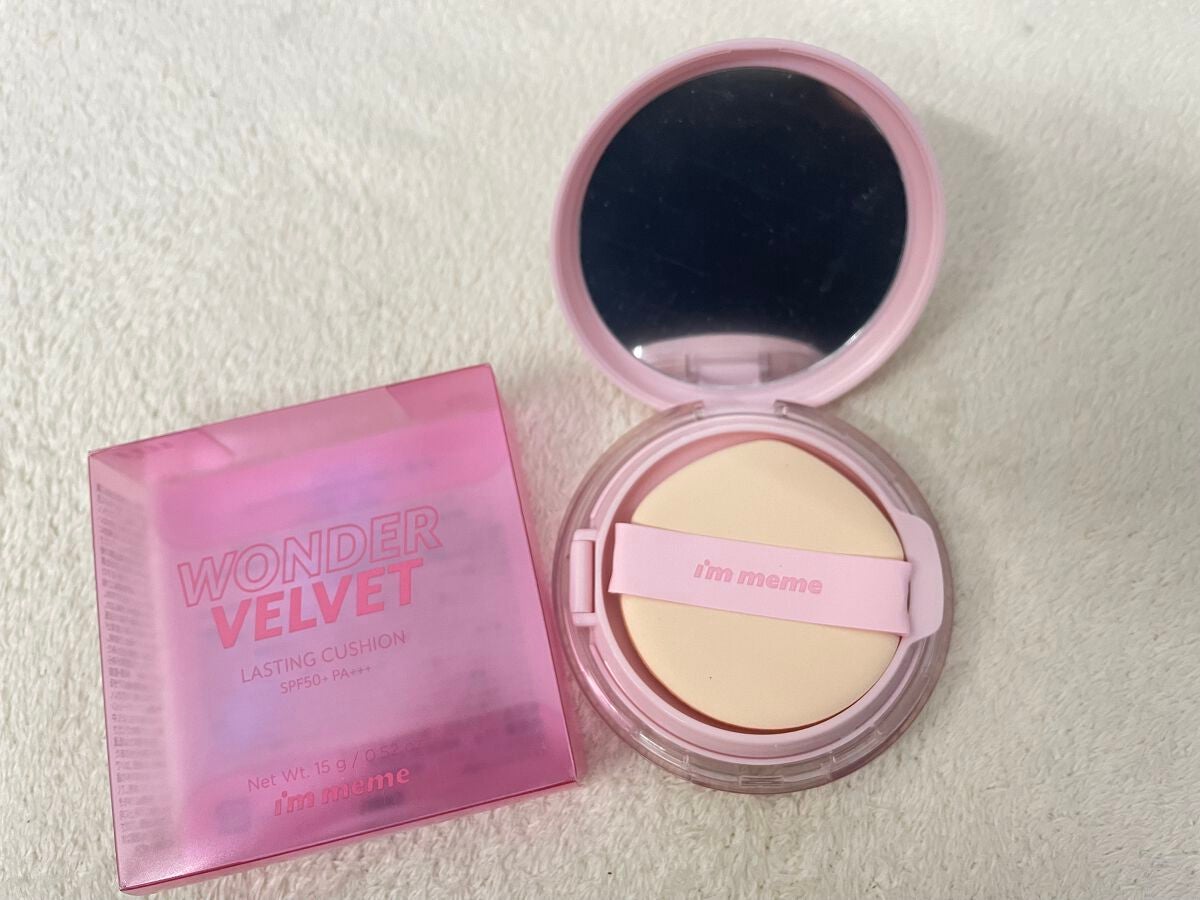 ワンダーベルベットラスティングクッション/i’m meme/クッションファンデーションを使ったクチコミ(2枚目)