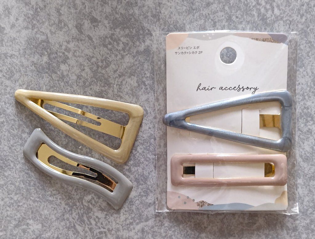 スリーピン エポ サンカクシカク 2P/セリア/ヘアアクセサリーを使ったクチコミ（2枚目）