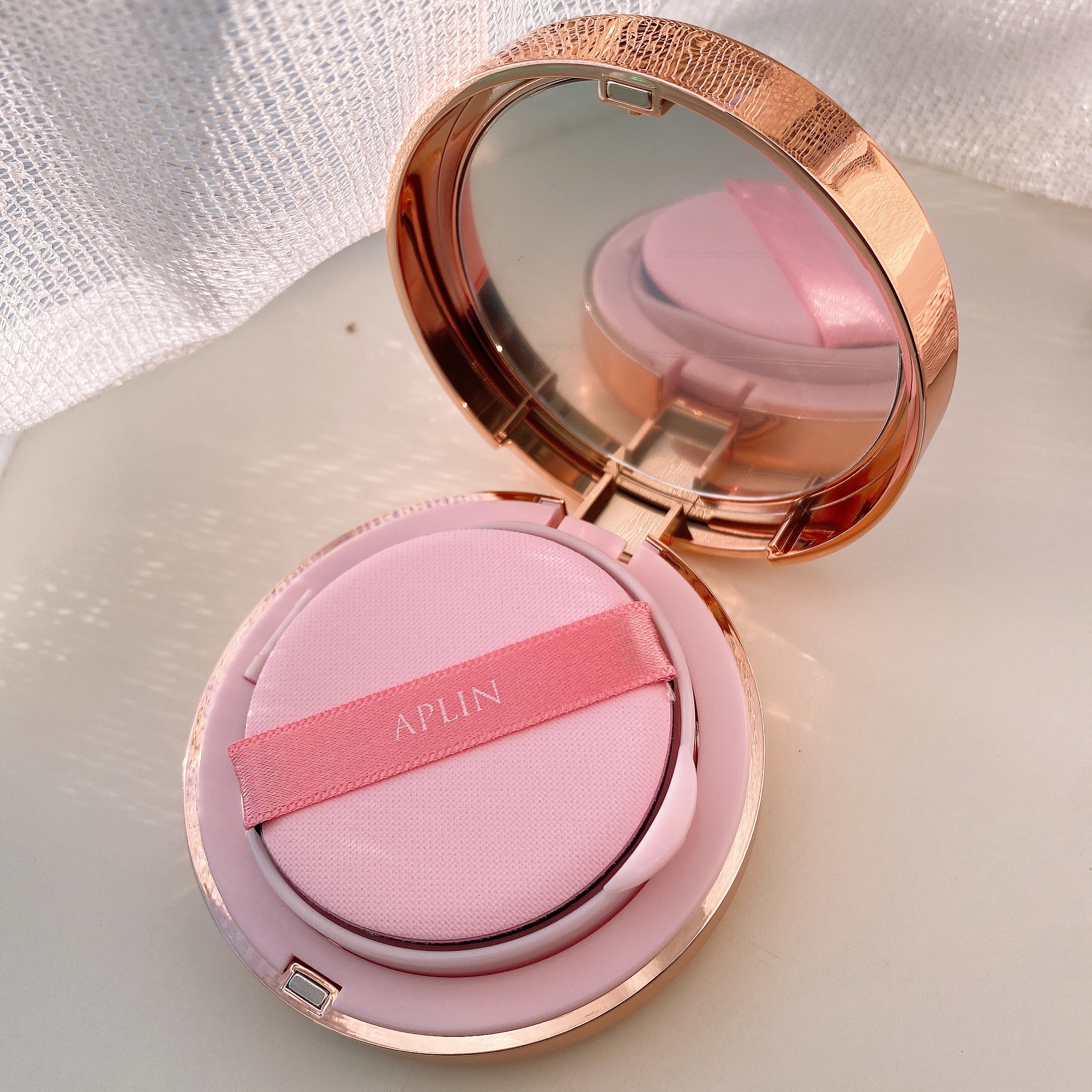 ピンクティーツリーカバークッション 17号 ポーセリンベージュ/APLIN/クッションファンデーションを使ったクチコミ（3枚目）