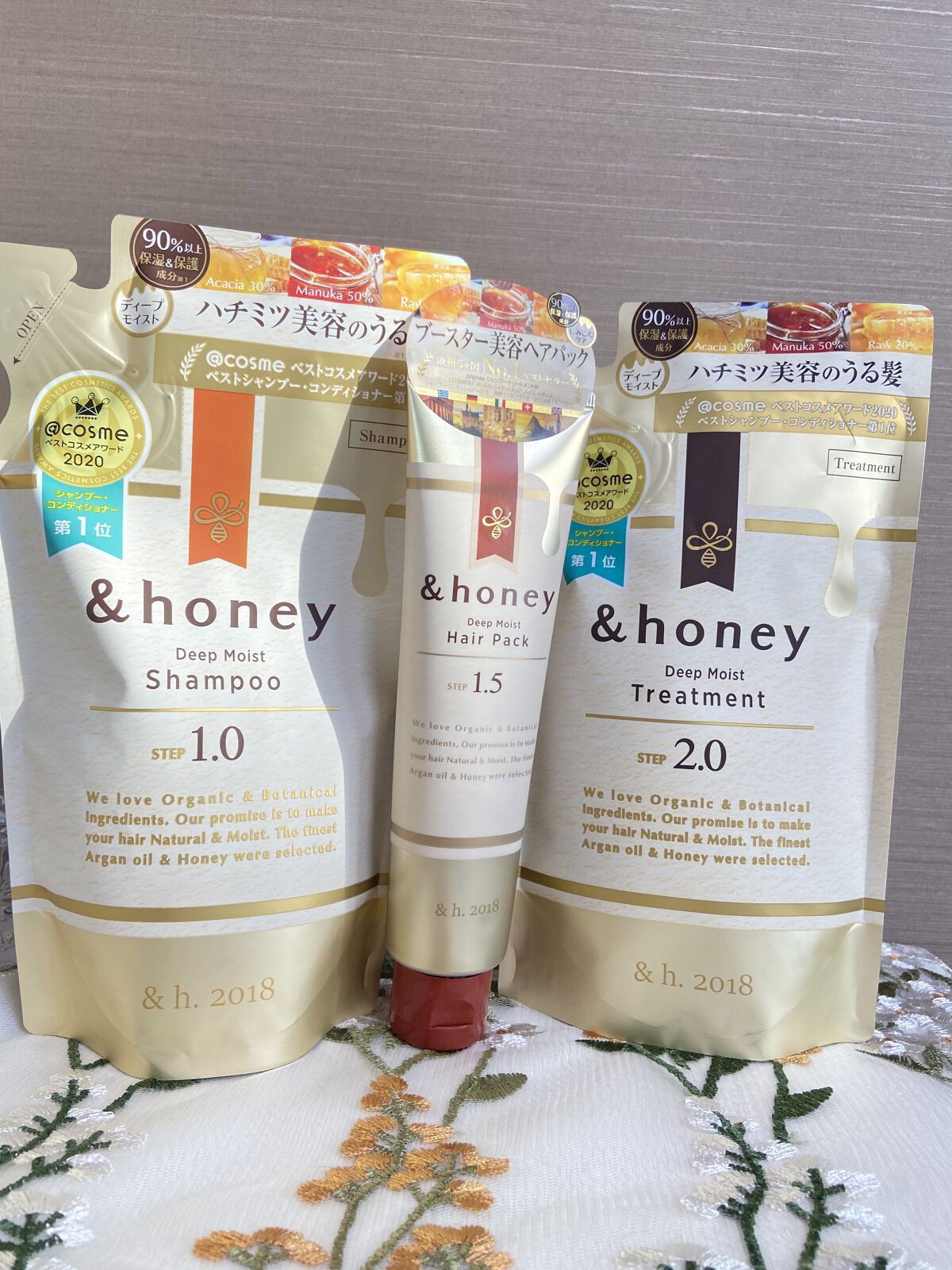 ディープモイスト シャンプー1.0／ヘアトリートメント2.0/&honey/市販シャンプーを使ったクチコミ（1枚目）