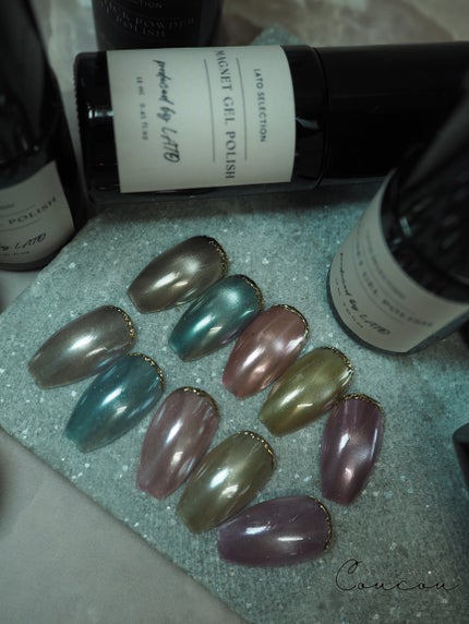 #フラッシュネイル,#マグネットネイル,#リボンネイルのネイルデザイン