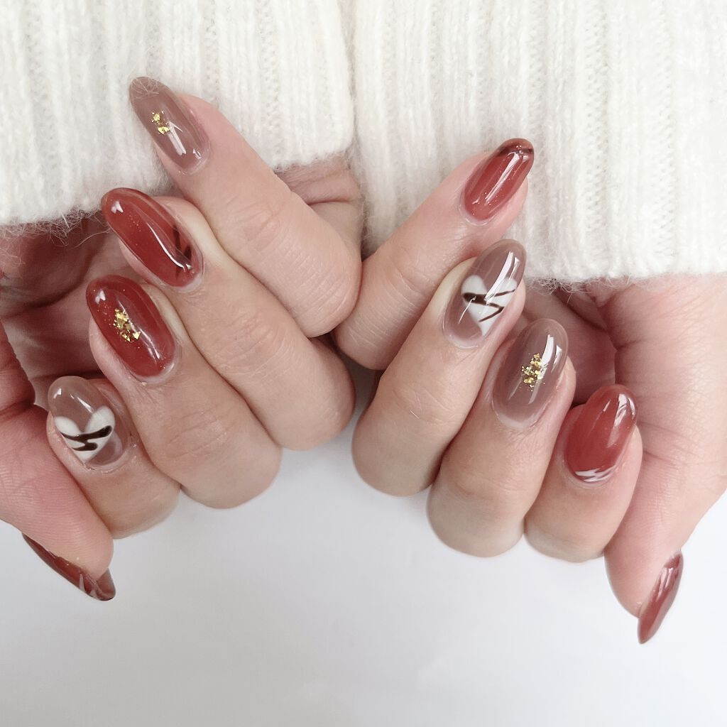 バレンタインネイルのネイルデザイン】ジェルネイル｜ジェルミーワンの