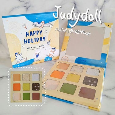 JUDYDOLL ハッピーホリデー9色アイシャドウパレットのクチコミ「judydoll
ハッピーホリデー9色アイシャドウパレット
#2シーソルトチーズ

マットな緑.....」（1枚目）