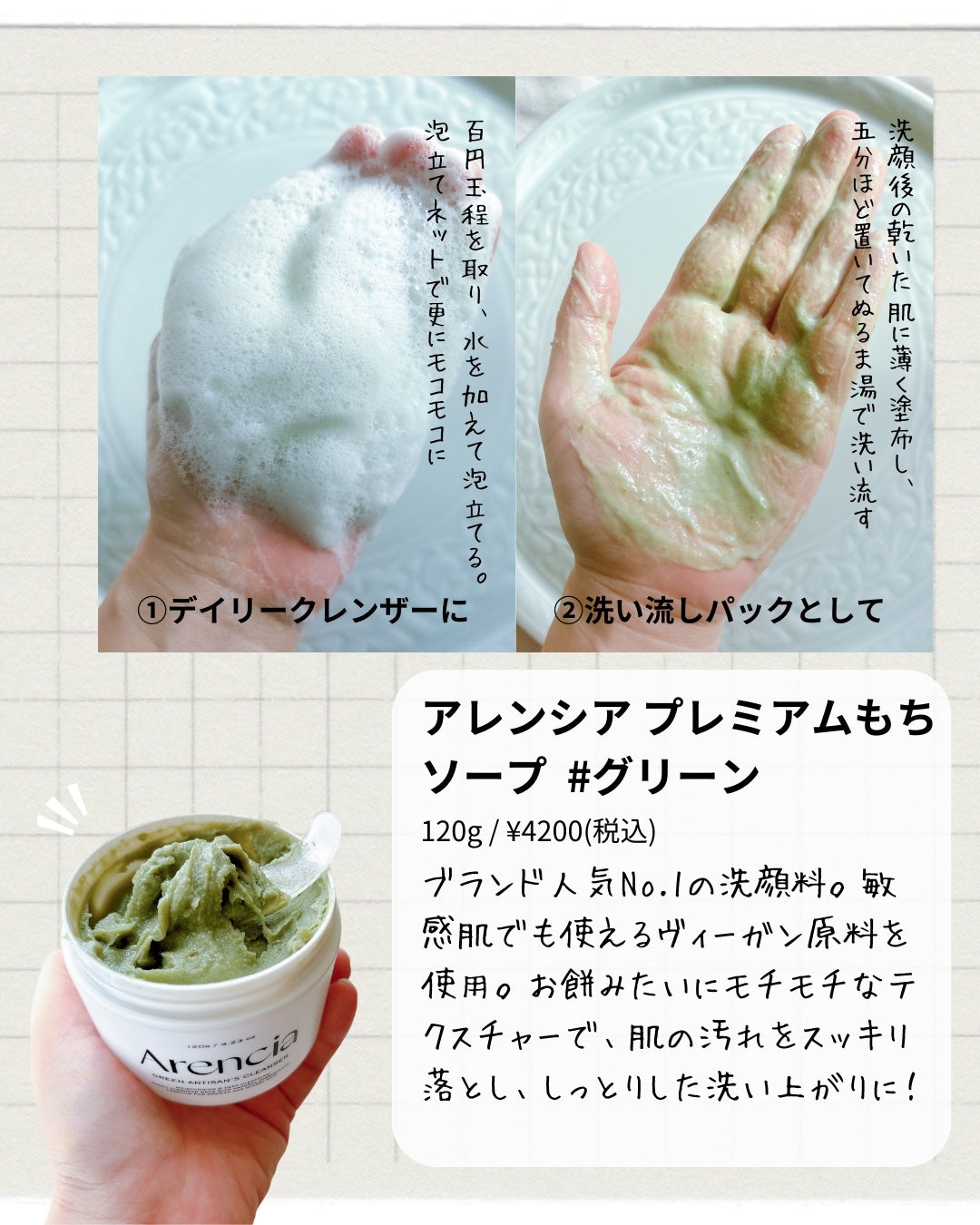 プレミアムもちソープ「グリーンアルティザン」/アレンシア/その他洗顔料を使ったクチコミ(2枚目)