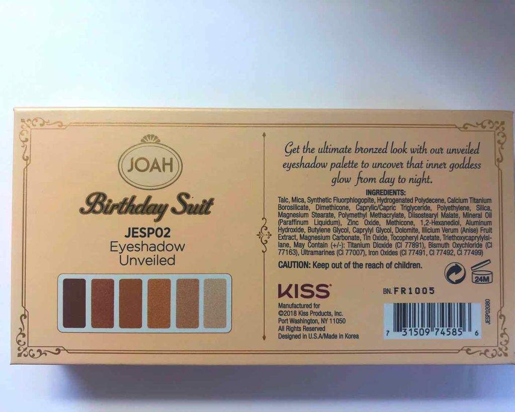 JOAH Birthday suit eyeshadow palette /KISS NEW YORK/アイシャドウパレットを使ったクチコミ（2枚目）