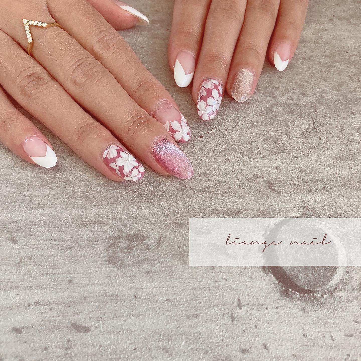 #リアンジェネイル,#柏ネイル,#ネイル,#春ネイル,#桜ネイル,#フラワーネイルのネイルデザイン