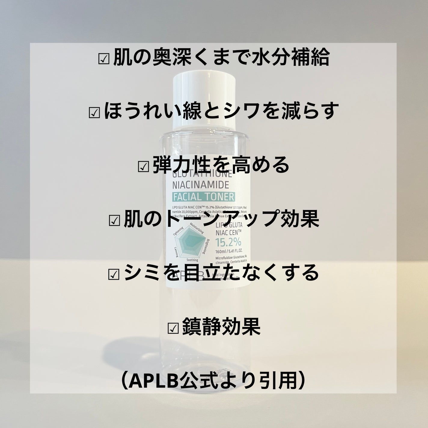 グルタチオンナイアシンアミド フェイシャルトナー/APLB/化粧水を使ったクチコミ(2枚目)