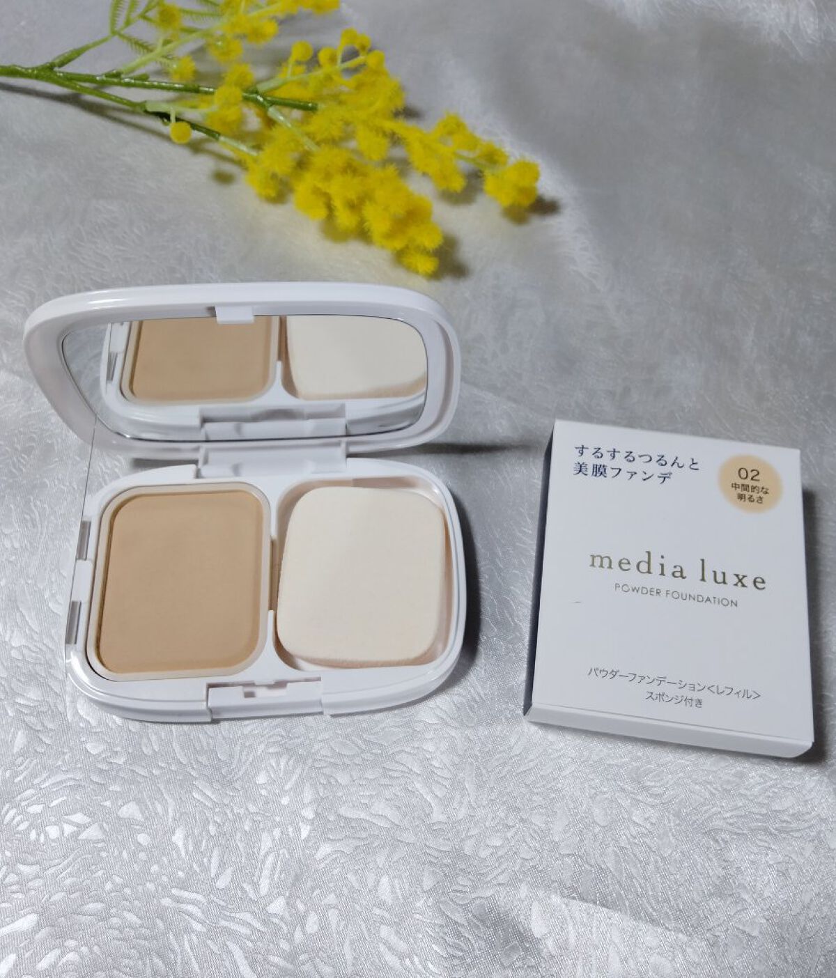 パウダーファンデーション 03 限定セット <スポンジ付き>+専用ケース/media luxe/パウダーファンデーションを使ったクチコミ（3枚目）