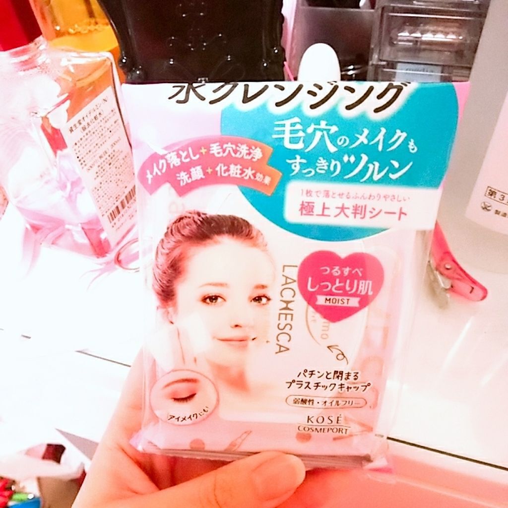 ラチェスカ 水クレンジングシート（モイスト）のクチコミ「シートタイプの
メイク落としひさしぶりに使ってみました🙋

いつもはコットンで落としてるんです.....」（1枚目）