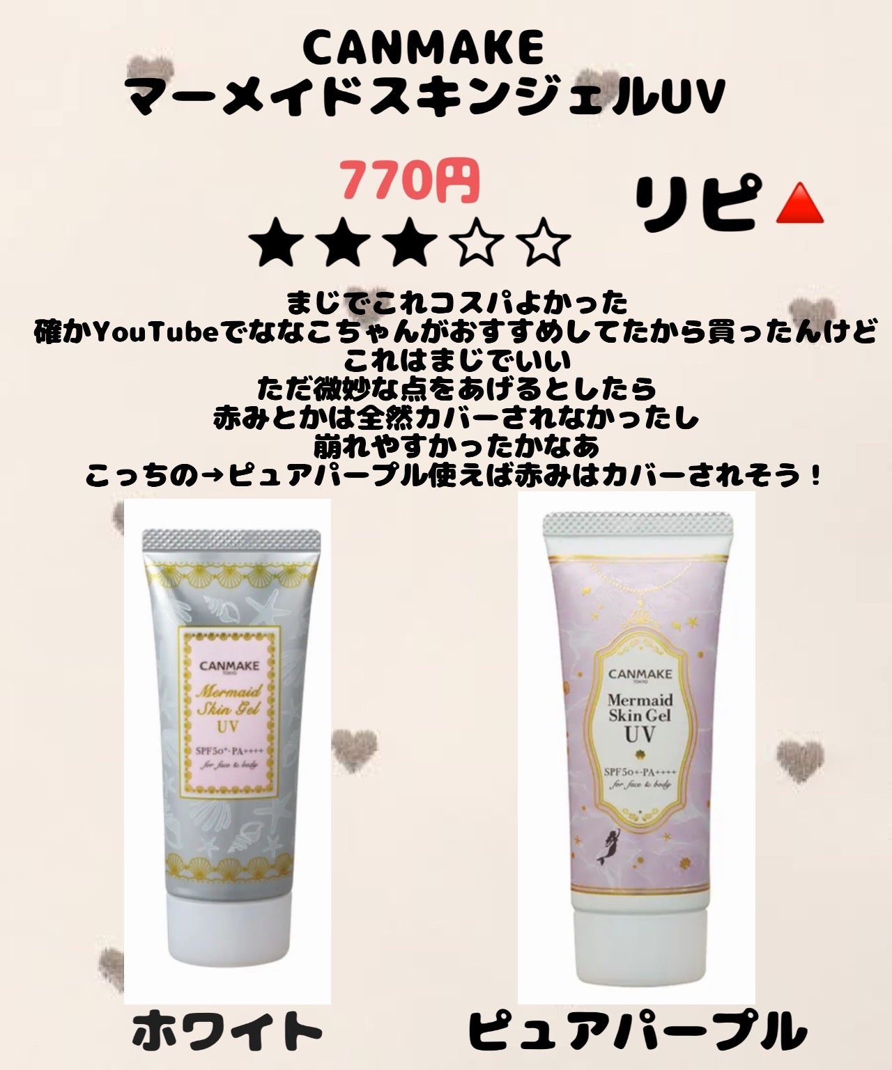 マーメイドスキンジェルUV/キャンメイク/日焼け止めジェルを使ったクチコミ(3枚目)