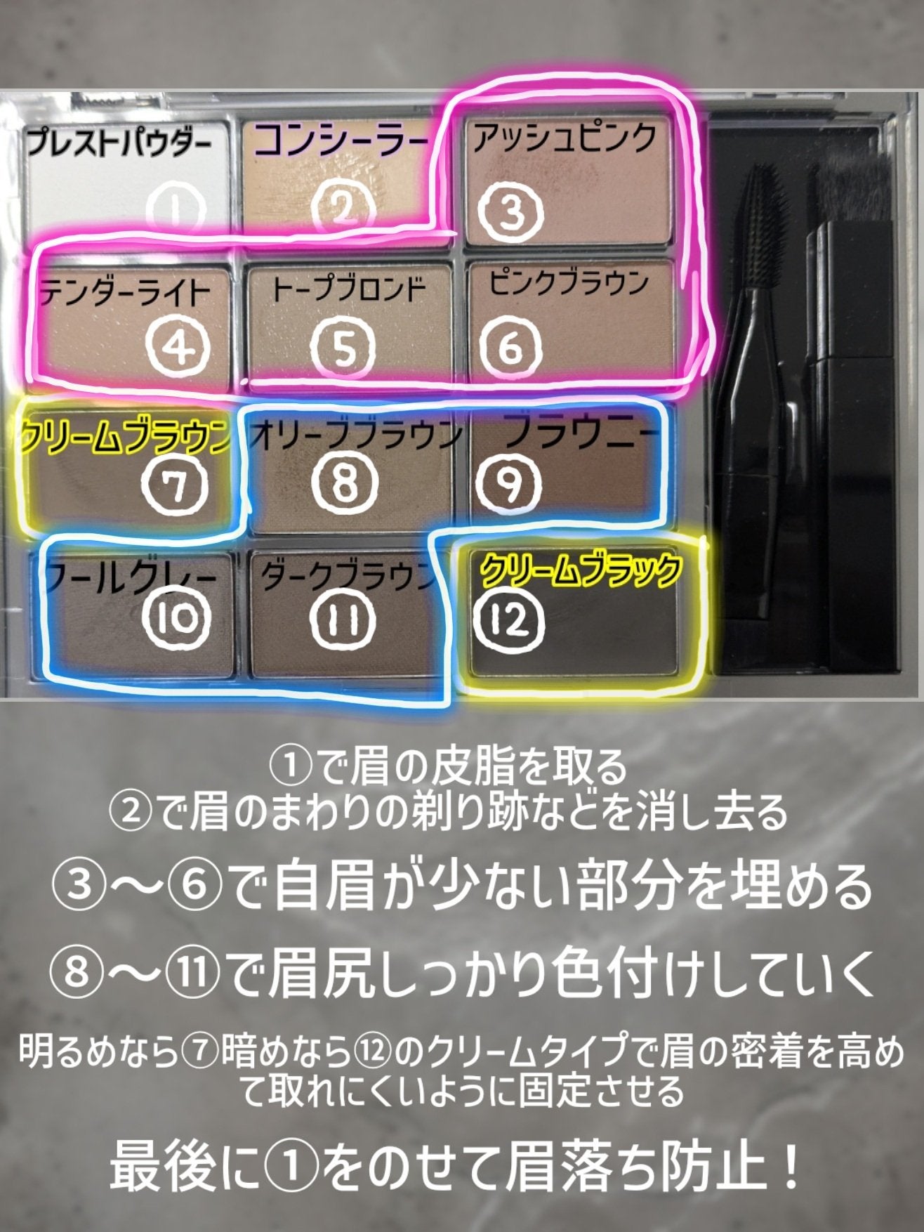 ソフトドローイングブロウパレット/wakemake/パウダーアイブロウを使ったクチコミ(3枚目)