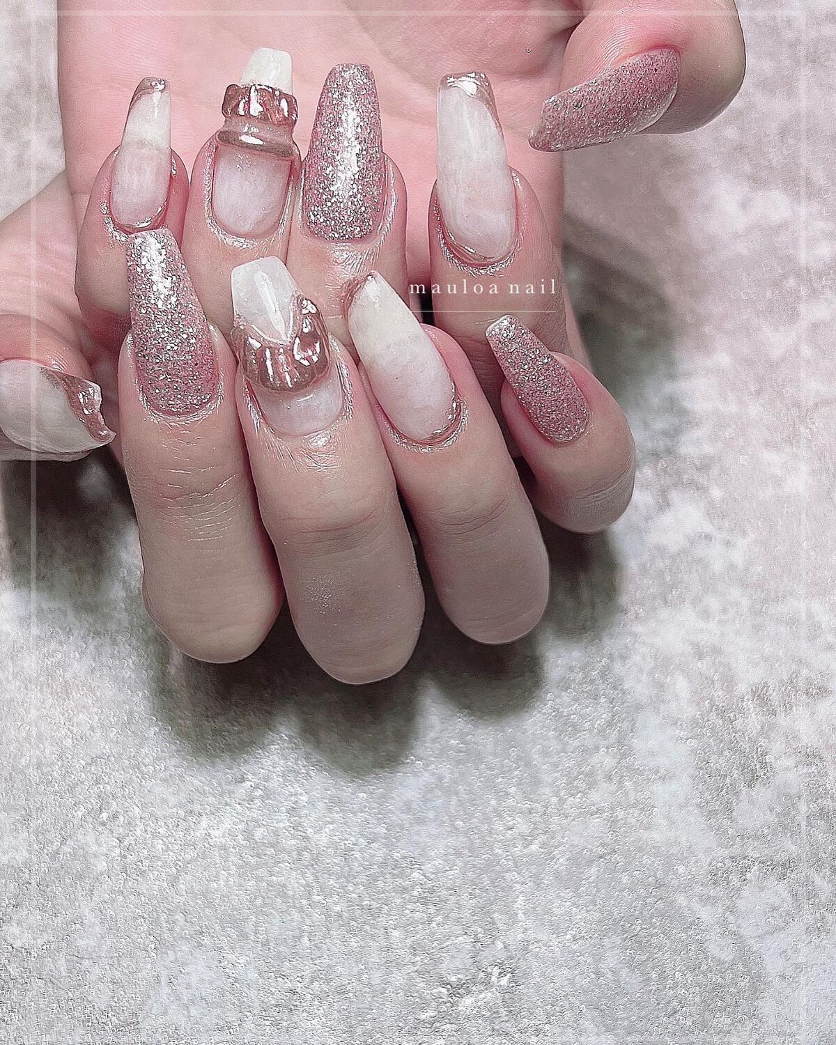 mauloa_nail on LIPS 「・持ち込み画像⭐️ピンクのリングネイル😊💗ありがとうございまし..」(1枚目)