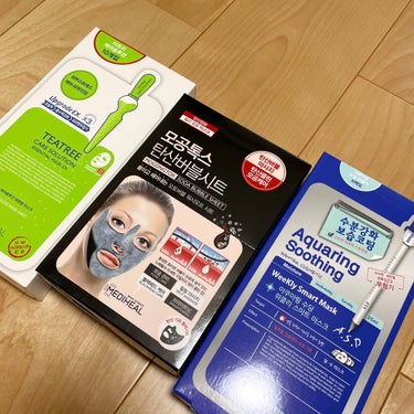 WellDerma Aquaring Soothingのクチコミ「Qoo10のメガ割でお得に購入できたパックの紹介です✨

私が購入した3種(各10枚入り)以外.....」（1枚目）