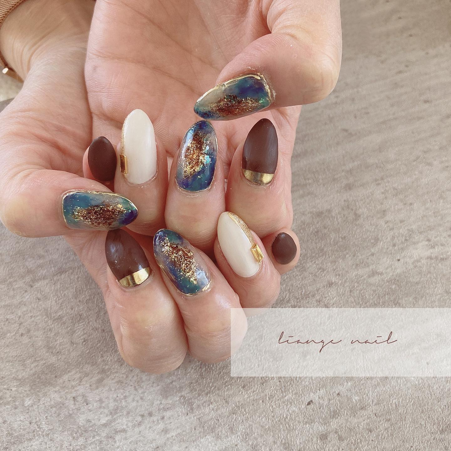 #リアンジェネイル,#柏ネイル,#ネイル,#ニュアンスネイル,#ブルーネイルのネイルデザイン