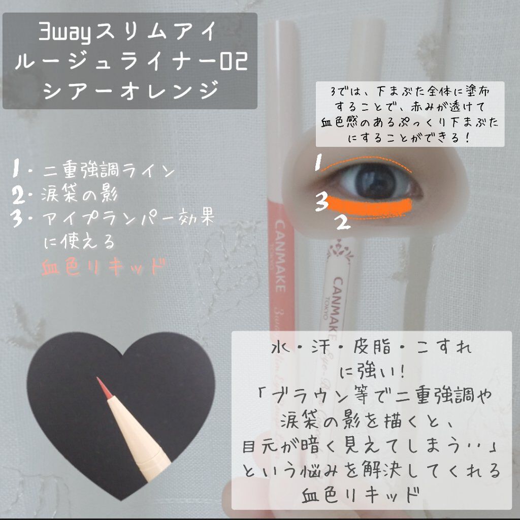 3wayスリムアイルージュライナー/キャンメイク/リキッドアイライナーを使ったクチコミ（2枚目）