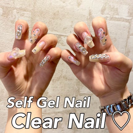 #セルフネイル,#セルフジェルネイル,#ジェルネイル,#クリアネイル,#ハートネイル,#Summerネイルのネイルデザイン