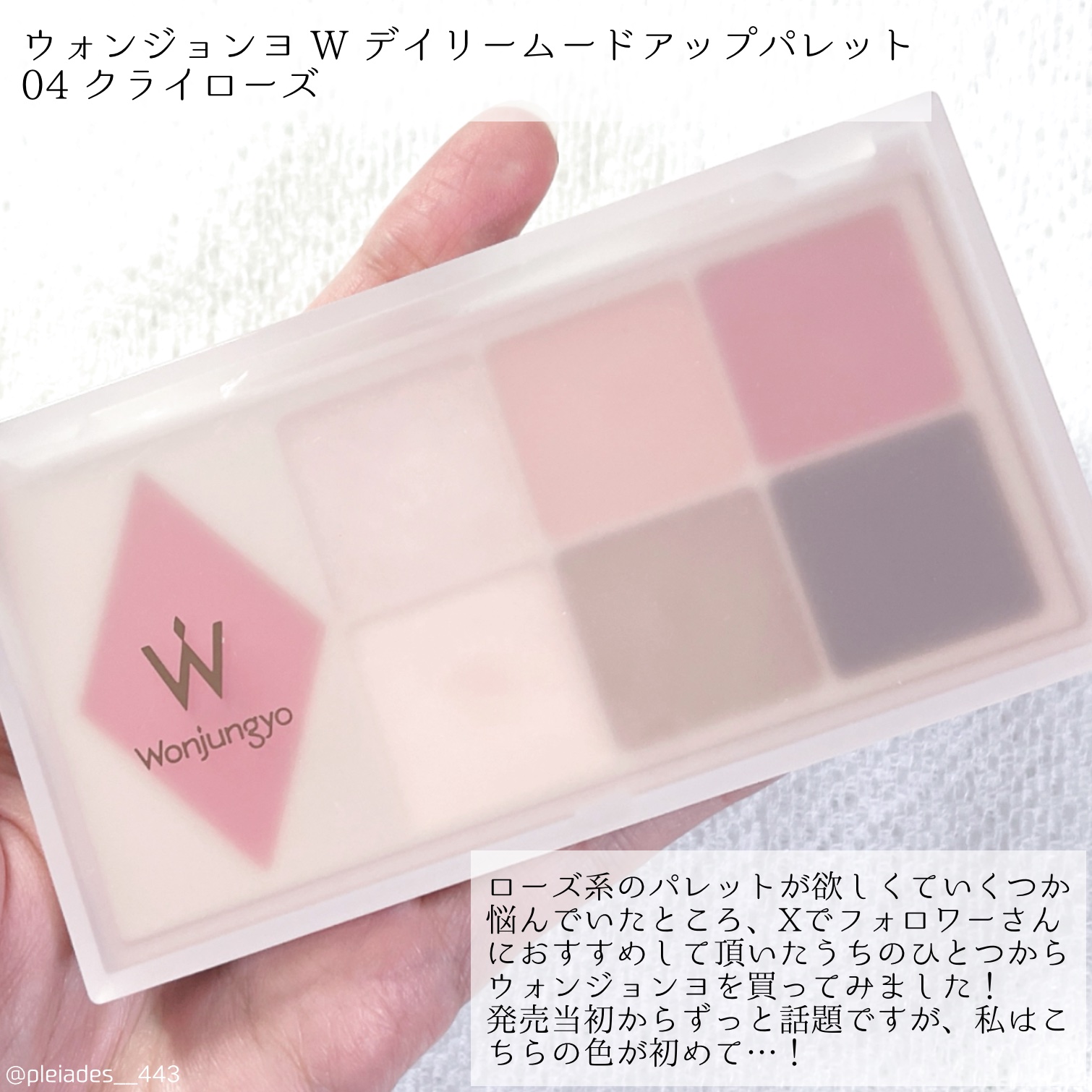 ウォンジョンヨ Ｗ デイリームードアップパレット  04 クライローズ/Wonjungyo/アイシャドウパレットを使ったクチコミ（2枚目）