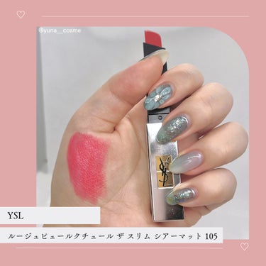 ルージュピュールクチュール ザ スリム シアーマット 105 レッド アンカヴァード/YVES SAINT LAURENT BEAUTE/口紅を使ったクチコミ（2枚目）