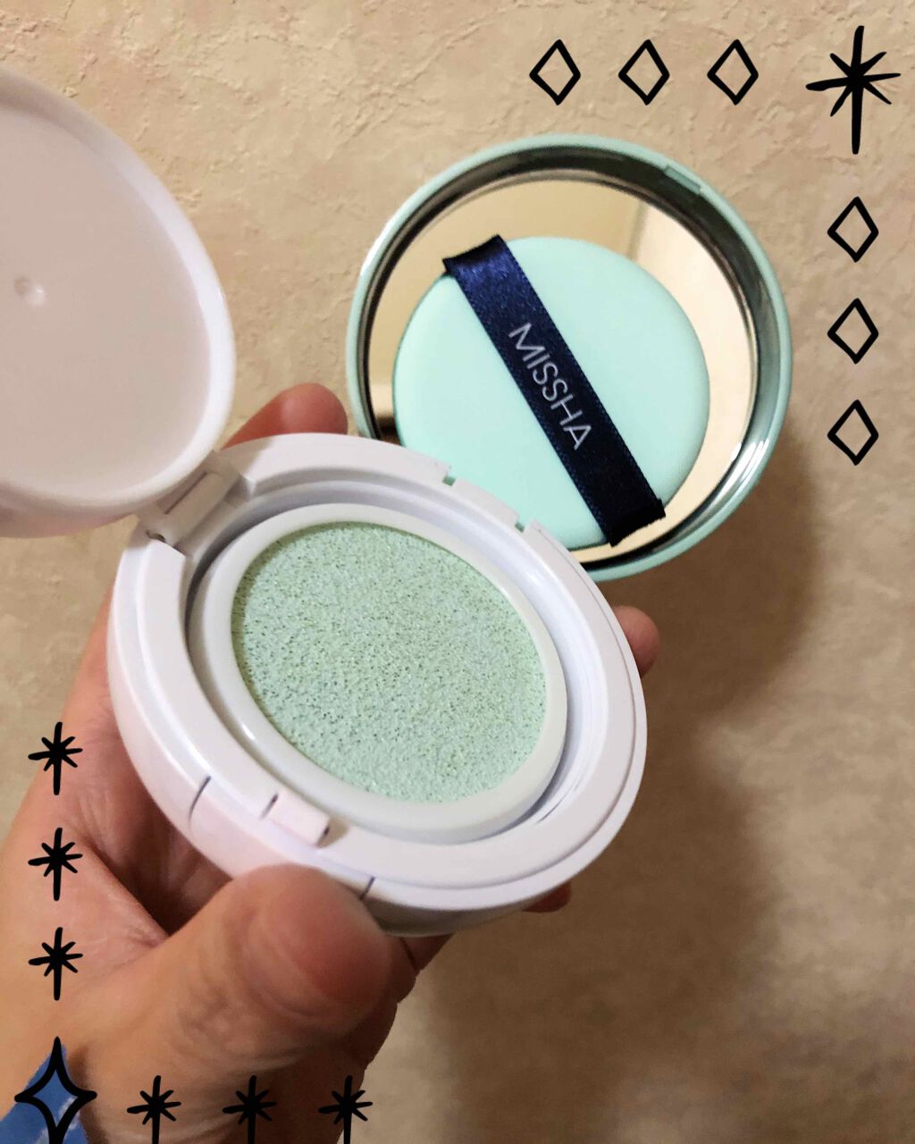 M クッションベース(ミント)/MISSHA/化粧下地を使ったクチコミ（3枚目）