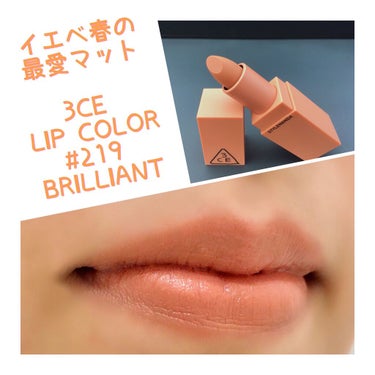 3ce ムードレシピ LIP COLOR  #219 BRILLIANT

隠れたマイナーおすすめリップのご紹介🙌
私が初めて買った韓国コスメです。
ブラウンがかったやわらかいピーチベージュで、重すぎず