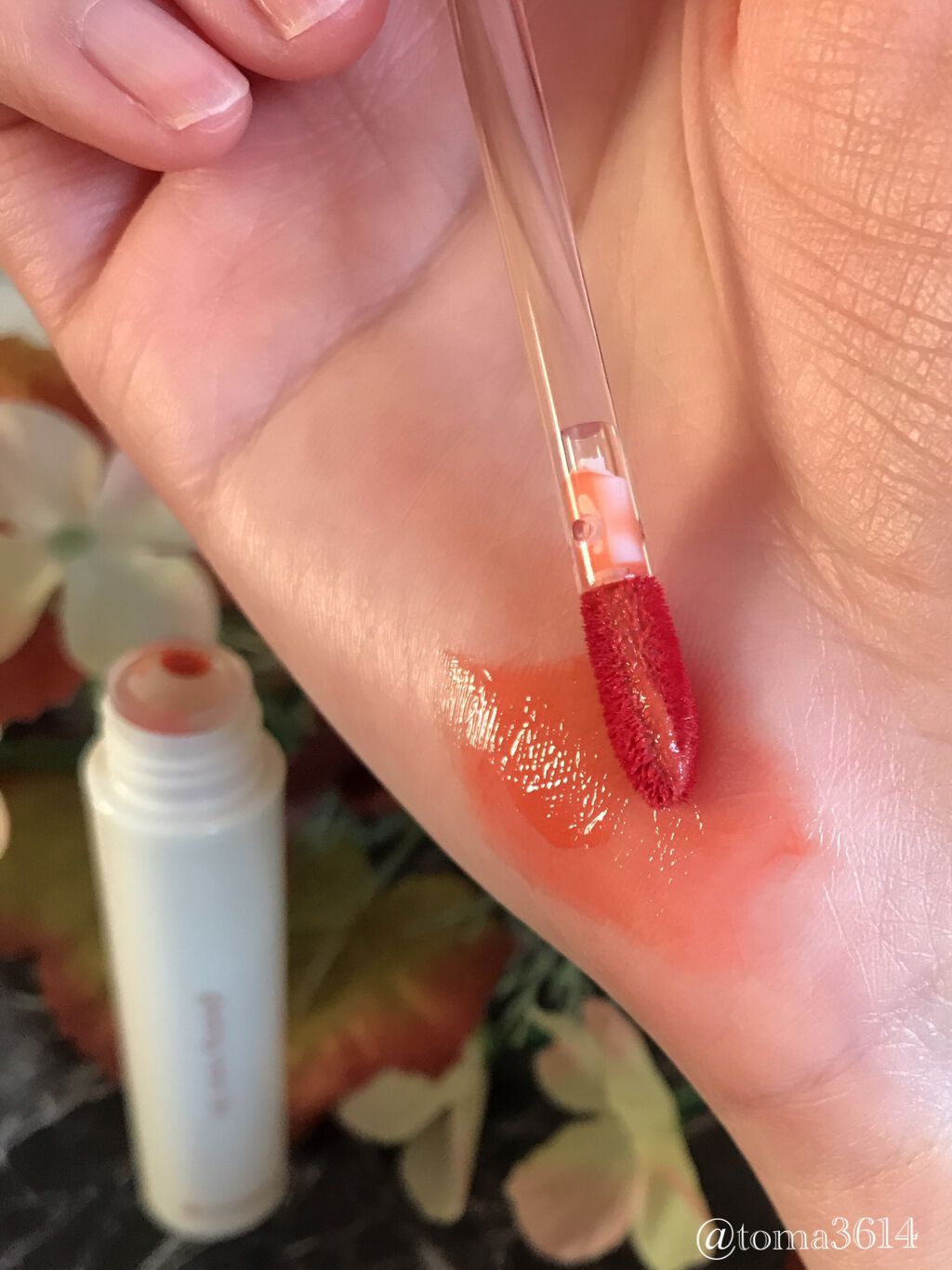 グラスティングウォーターティント 韓服エディション #11 pumpkin brown/rom&nd/リップティントを使ったクチコミ（2枚目）