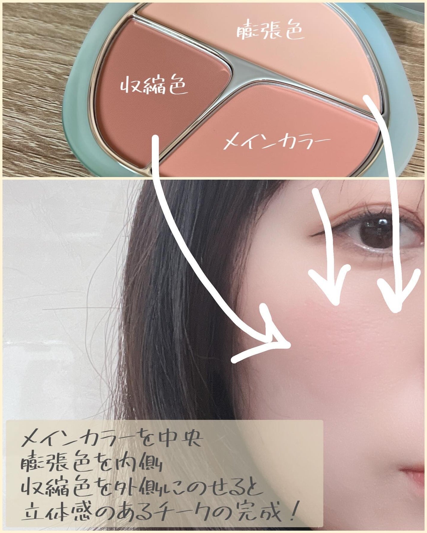 TIMAGE 3色チークパレット/TIMAGE/パウダーチークを使ったクチコミ(6枚目)