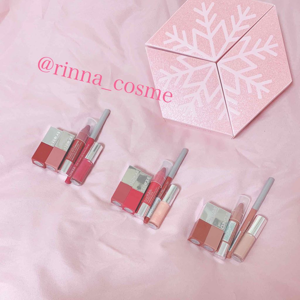 CLINIQUE ホリデイ リップ コレクションのクチコミ「きらきら〜可愛いー💕

ホリデイリップコレクション‼︎
¥7920円税込

口紅2本、リップ、.....」（3枚目）