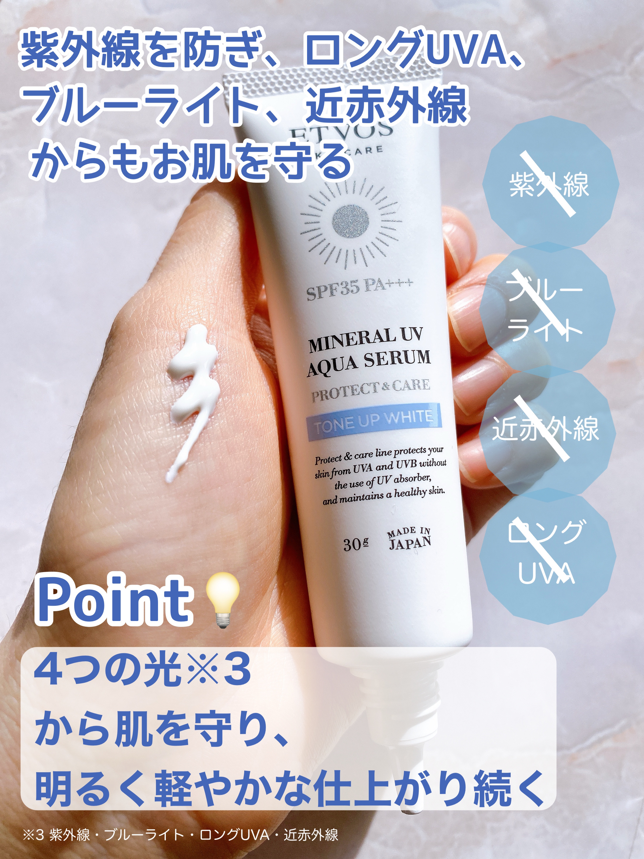 ミネラルUVアクアセラム/エトヴォス/美容液を使ったクチコミ（3枚目）