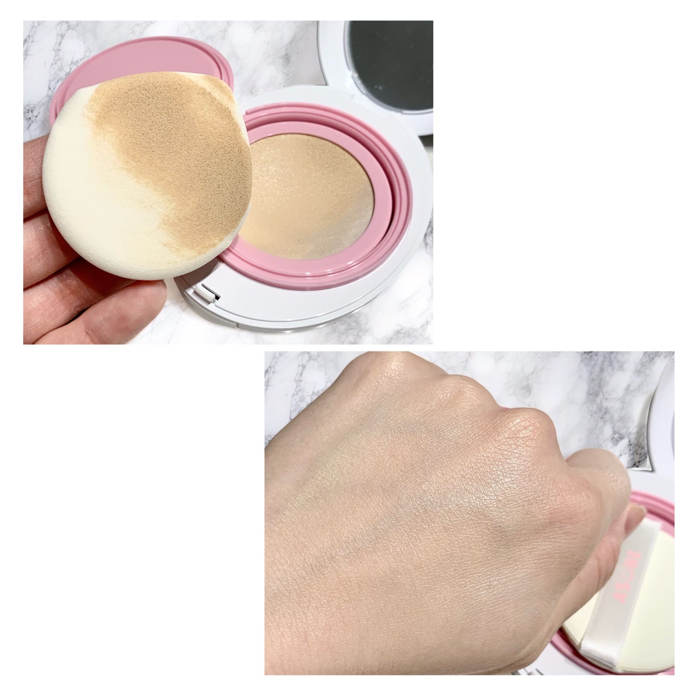 デューイーメッシュファンデーション/ASUNE /クッションファンデーションを使ったクチコミ(3枚目)