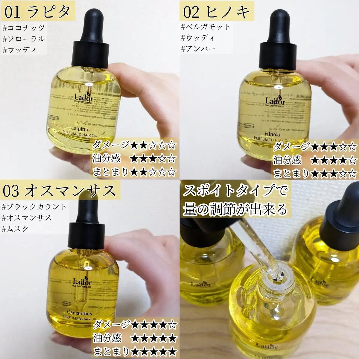 パフュームヘアオイル ラピタ/La'dor/ヘアオイルを使ったクチコミ(2枚目)