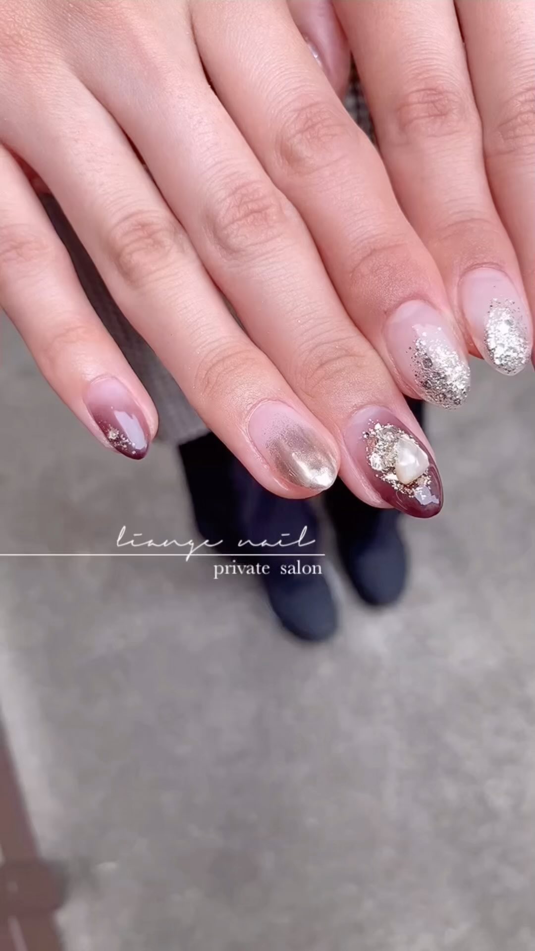 #ネイル,#秋ネイル,#大人ニュアンスネイル,#ニュアンスネイル,#ジェルネイル,#ミラーネイル,#シェルネイル,#パープルネイルのネイルデザイン